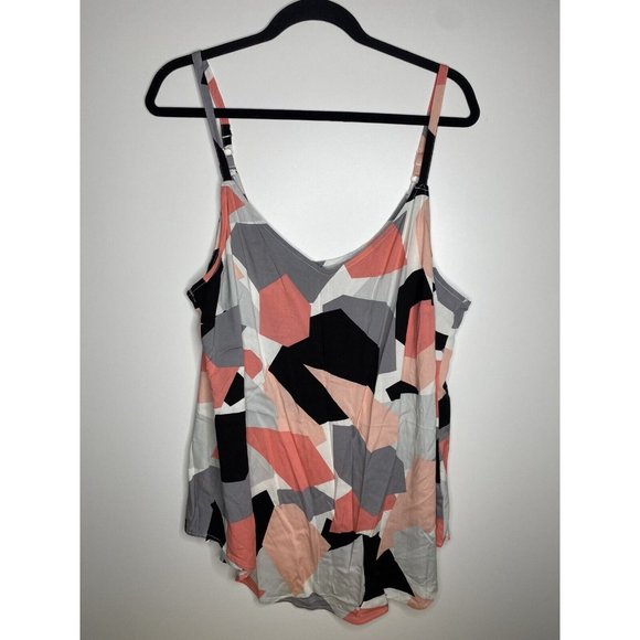 Torrid Blouse Size 2 18/20 Women's Color Block Geometric Multicolor Adjustable - Picture 4 of 7